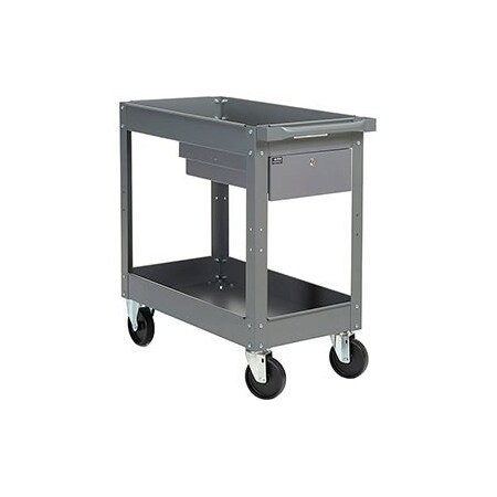 Global Equipment Stock Cart, 1 Drawer 2 Tray Shelves, 16"Wx30"L, 500 Lb. Cap 988836